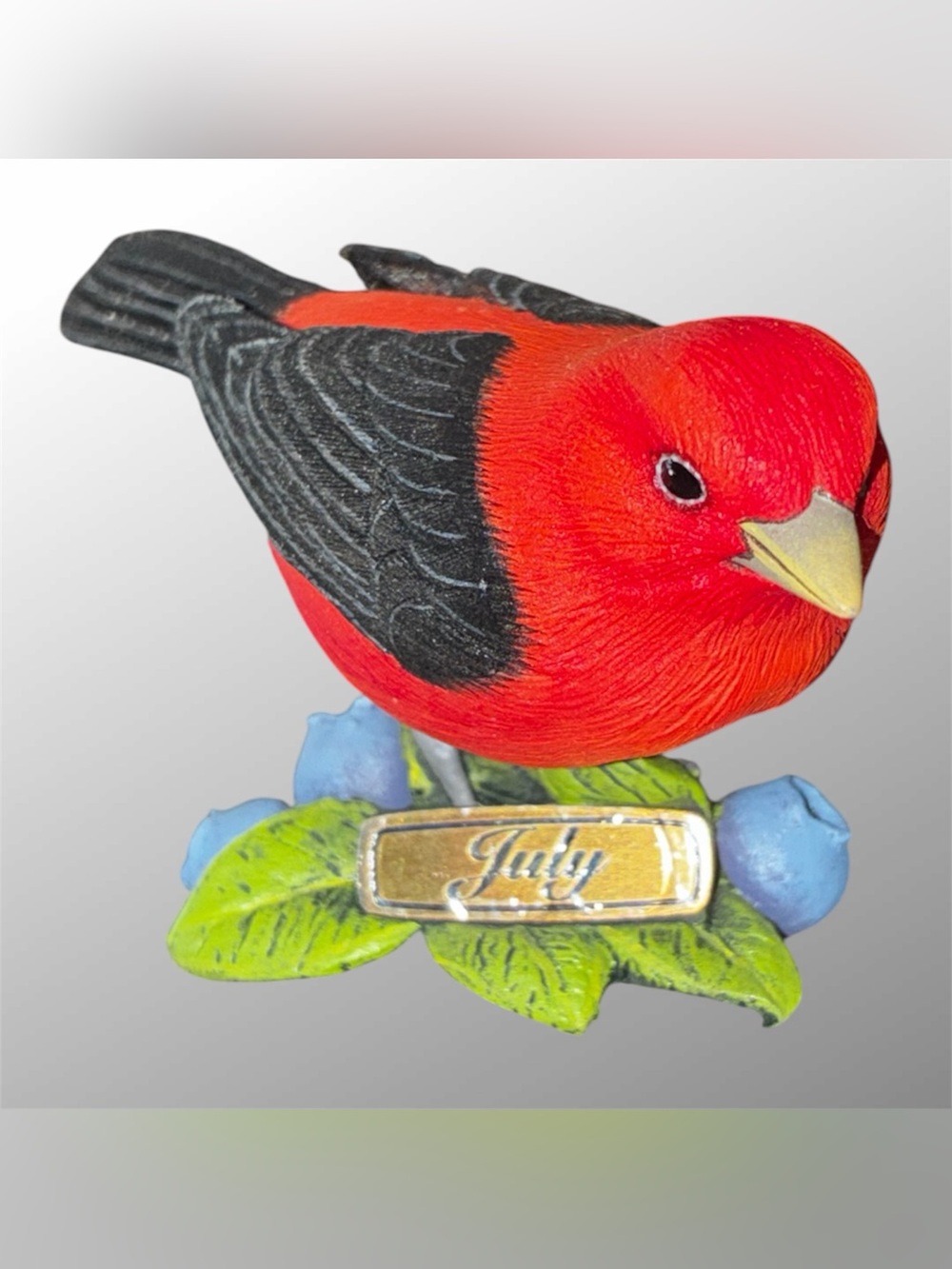 Danbury Mint July Scarlet TanagerBackyard Birds Calendar Figurine